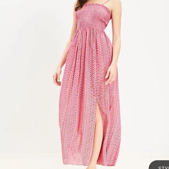 NWT LOFT Beach Zig Zag Smocked Maxi Cami Dress Sz XL - Picture 3 of 3